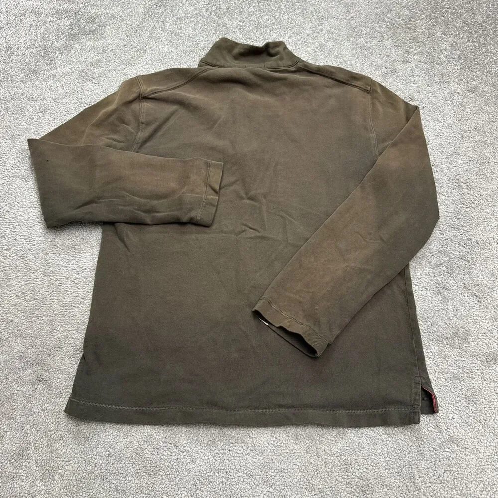 J.Crew Y2K 1/4 Zip Pullover Sweatshirt Mens Small Faded Green Cotton Mock Casual